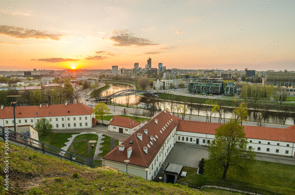 Lithuania in the spring. City of Vilnius in the sunset.