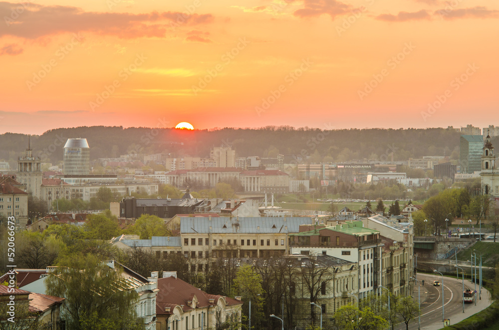 Fototapeta premium Lithuania in the spring. City of Vilnius in the sunset.