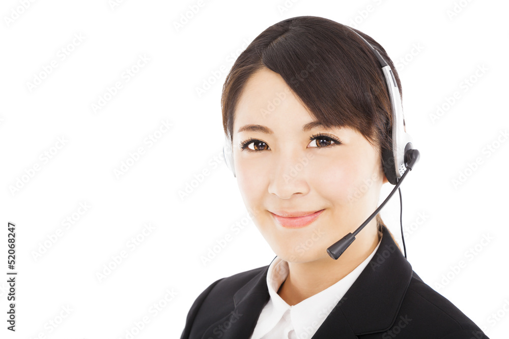 beautiful smiling businesswoman with headphone beautiful smiling businesswoman with headphone