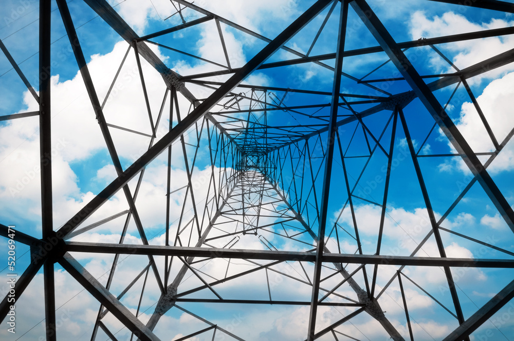 Fototapeta premium High-voltage tower sky background