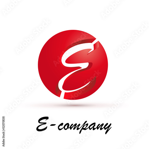 Vector Logo spherical letter E 3d