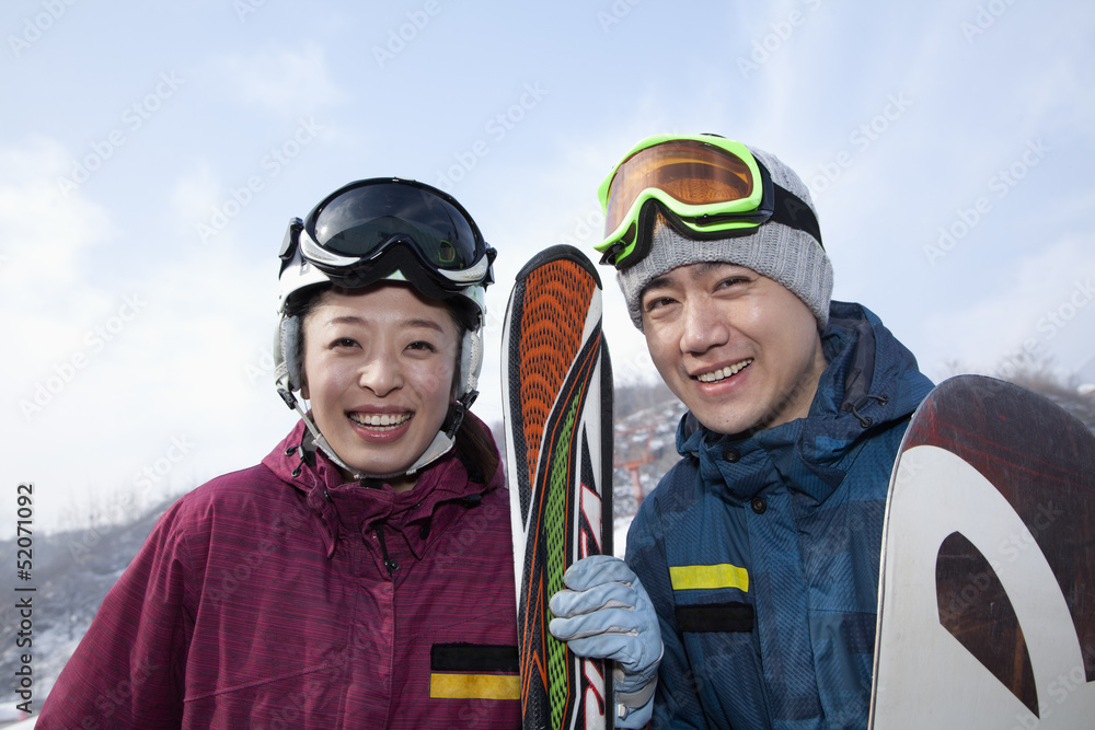 Smiling Couple in Ski Resort Smiling Couple in Ski Resort