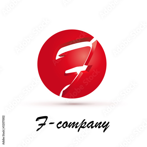 Vector Logo spherical letter F 3d