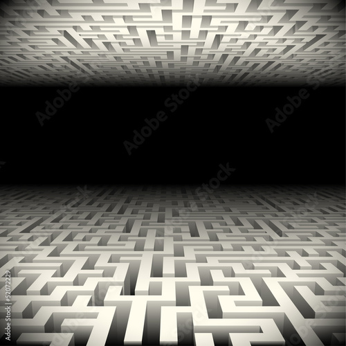 Abstract labyrinth in the darkness