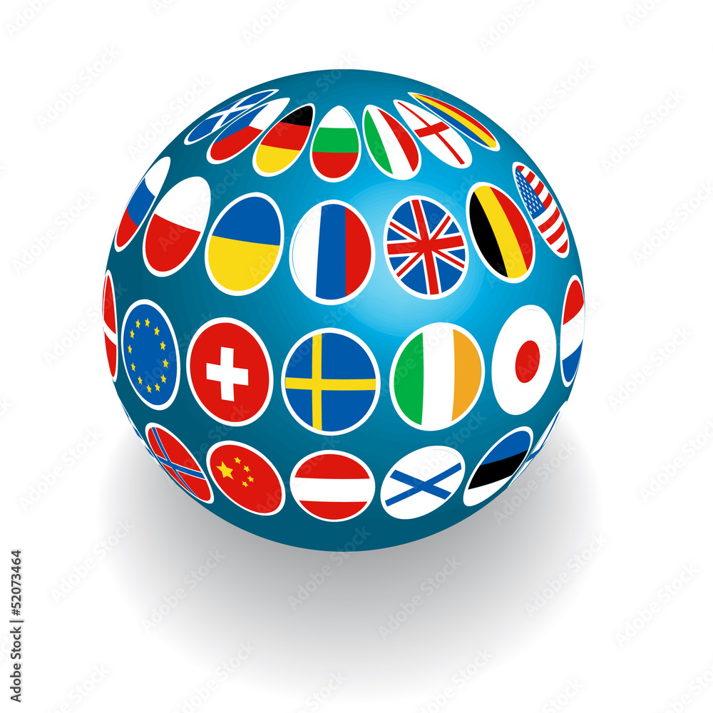 vector background with globe and flags vector background with globe and flags