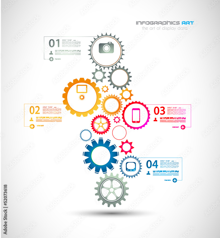 Infographic design template with gear chain. Infographic design template with gear chain.