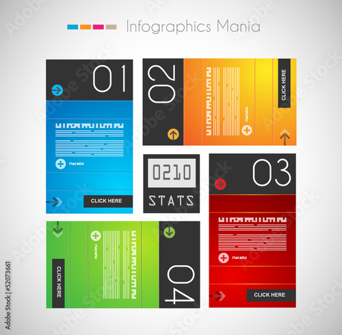 Infographic design template with paper tags.