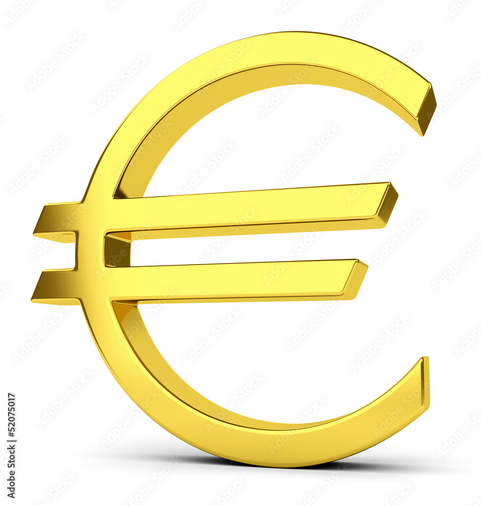 Obraz premium Golden euro sign isolated on white
