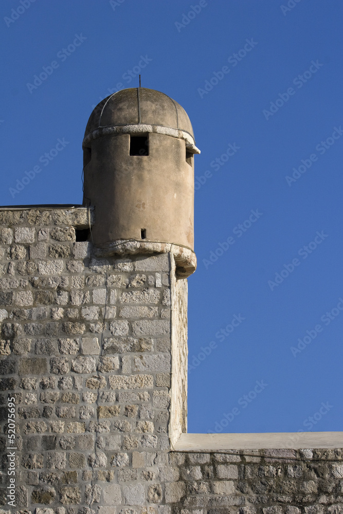 Guard place on city walls in Dubrovnik, Croatia