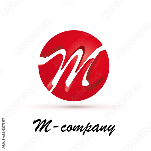 Vector Logo spherical letter M 3d