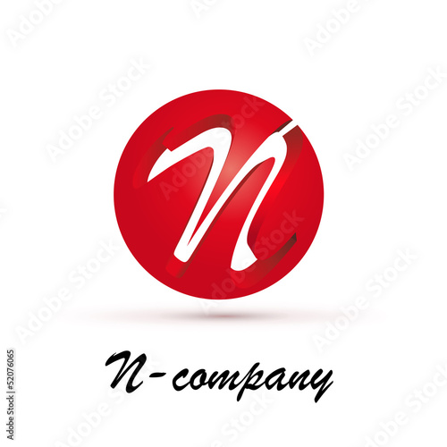 Vector Logo spherical letter N 3d