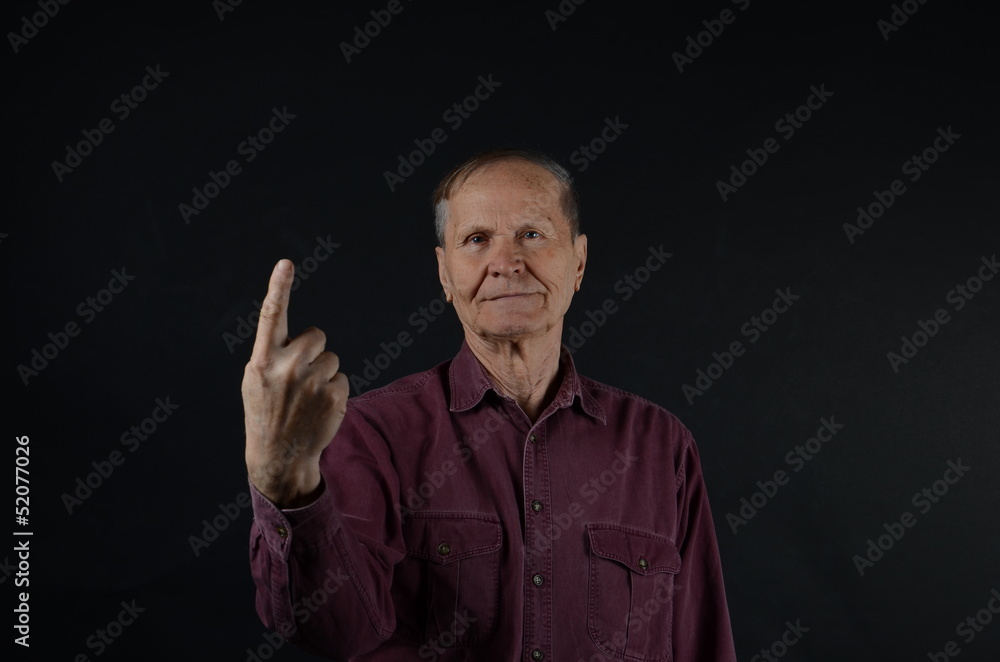 senior showing one finger