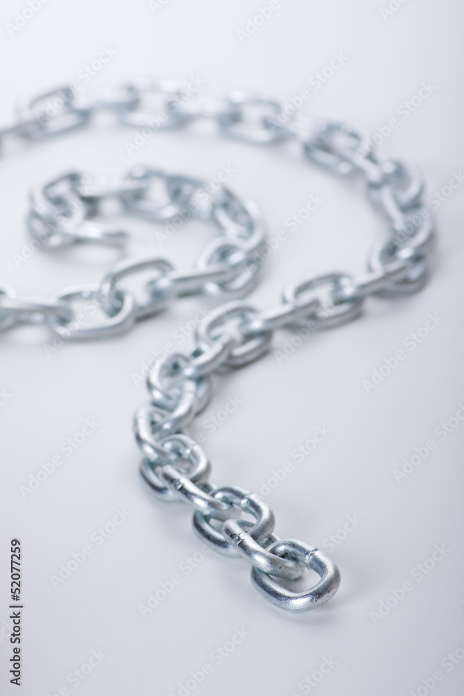 metal links of chain on a white background metal links of chain on a white background