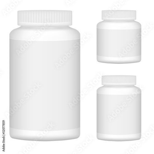 White Blank Plastic Bottle Set For Packaging Design. Set 1. Vect