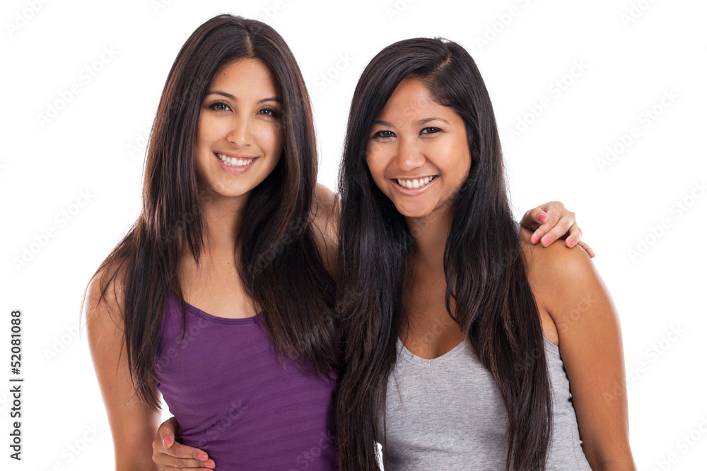 Young mixed race women best friends portrait Young mixed race women best friends portrait