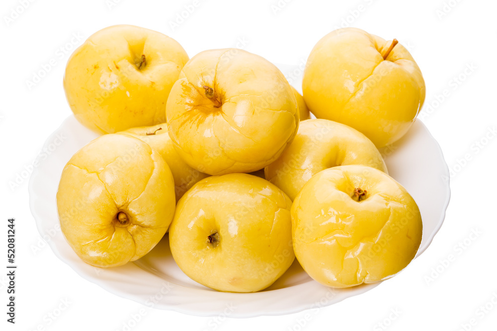 Pickled apples on a plate