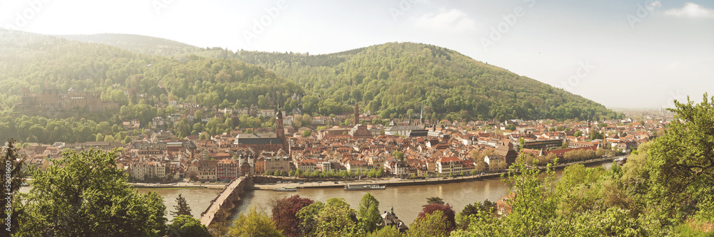Blick auf Heidelberge Altstadt im ersten Morgenlicht