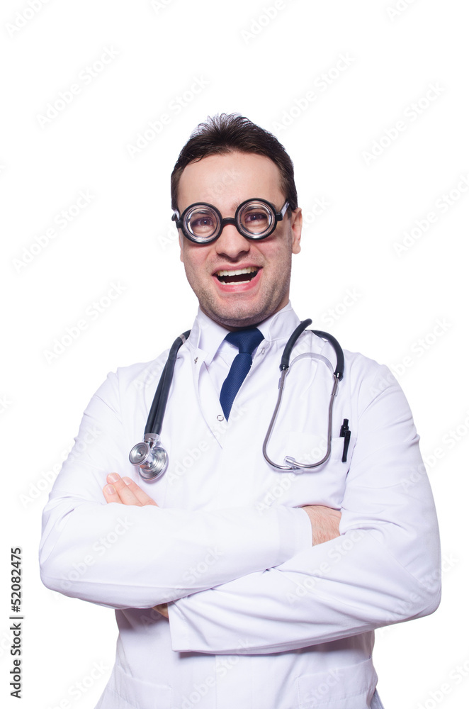 Funny doctor isolated on the white Funny doctor isolated on the white