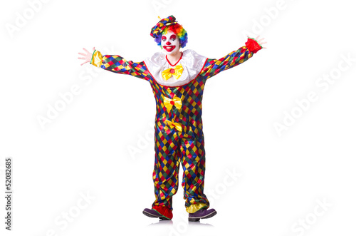 Clown in the costume isolated on white
