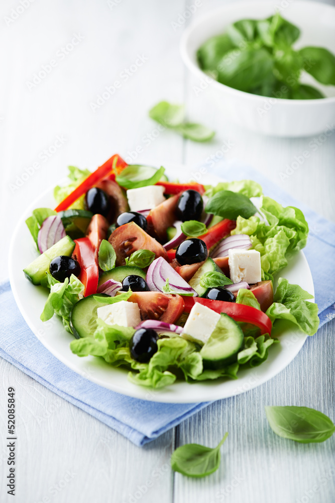 Mediterranean-style salad with feta and olives