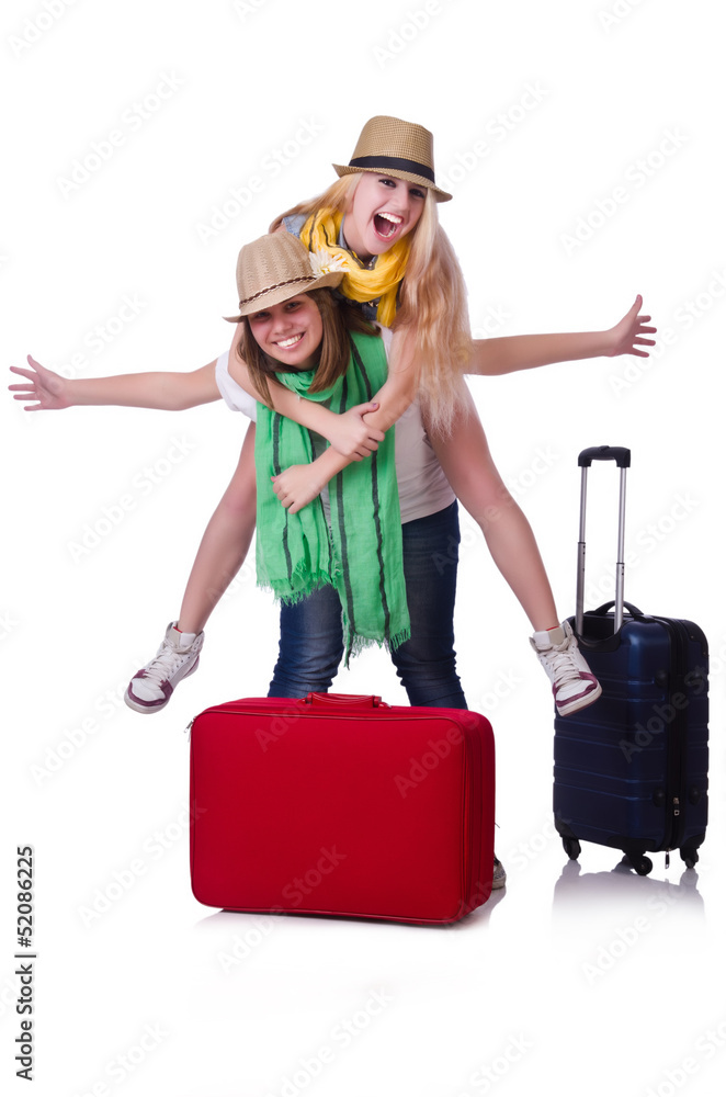 Pair of young students travelling Pair of young students travelling