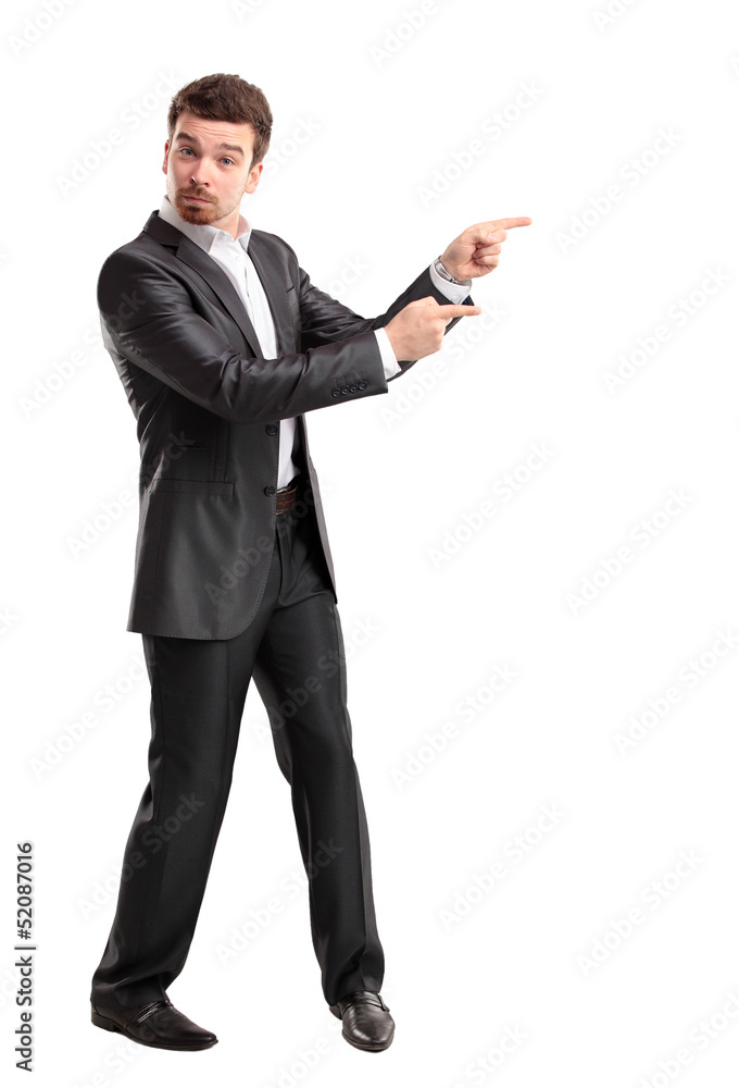 Happy business man presenting with copy space for your text Happy business man presenting with copy space for your text