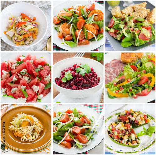 Collage of healthy salads