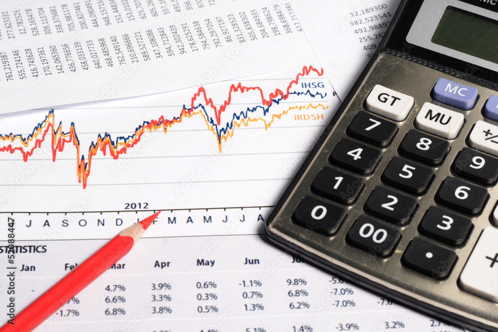 Financial or accounting concept - business chart, calculator Financial or accounting concept - business chart, calculator