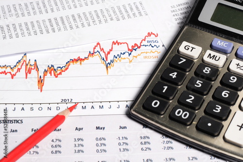 Financial or accounting concept - business chart, calculator