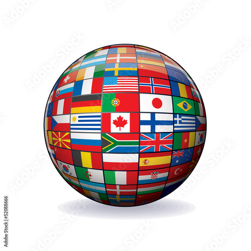Flags Globe. Sphere with Flags of the World