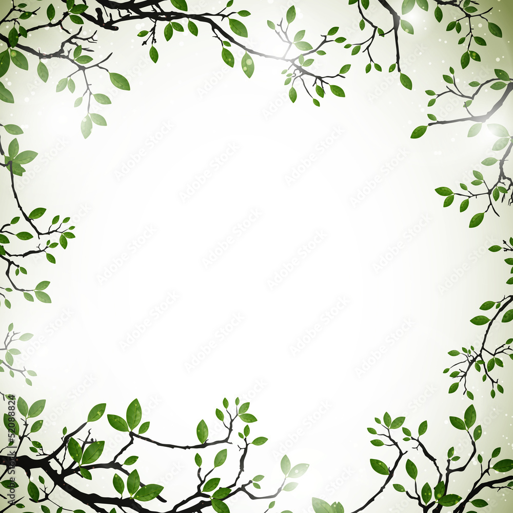 Vector Illustration of a Nature Background with Leaves