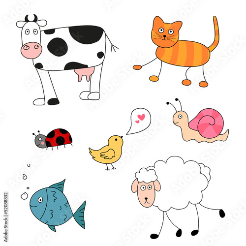 Vector Illustration of Abstract Cartoon Animals