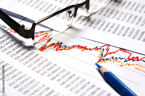 Financial or accounting concept - business chart, coin