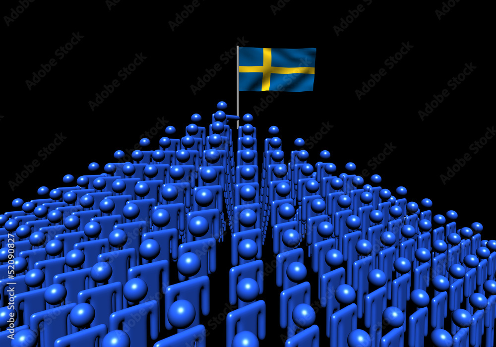 Fototapeta premium Pyramid of abstract people with Swedish flag illustration