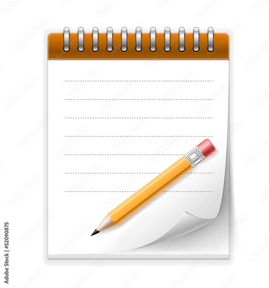 Notepad paper with pencil Notepad paper with pencil