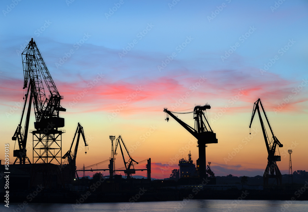 Industrial view at night in shipyard. Industrial view at night in shipyard.