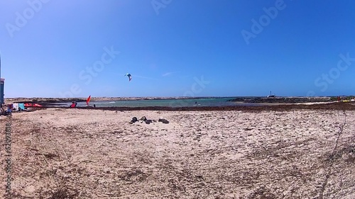 A mutitude of Kitesurfers en Cotillo, Fuerteventura, Canary  photo
