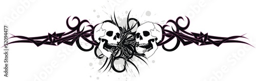 biker skull tribal tattoo in vector format