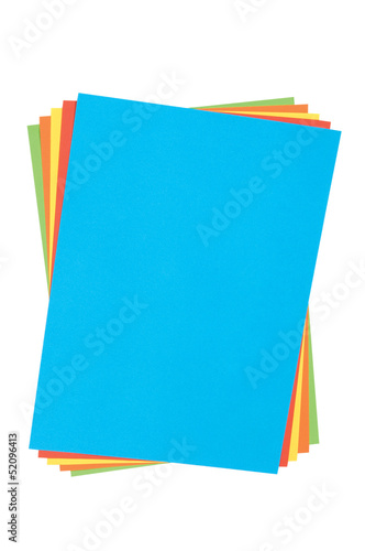 Colourful paper on a white background. Clipping path included.