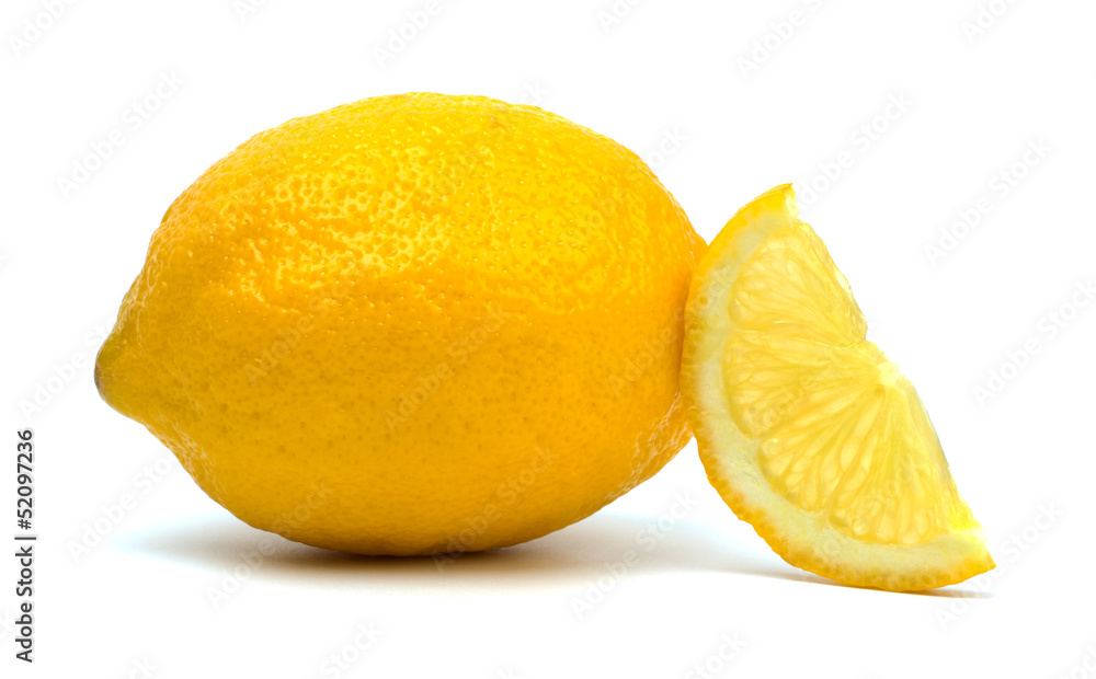 Lemon and slice isolated on white background