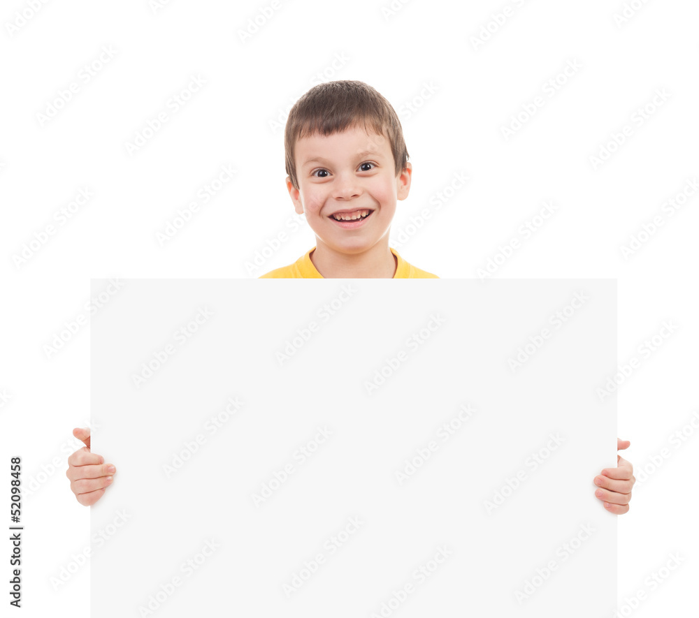 boy with blank paper sheet boy with blank paper sheet
