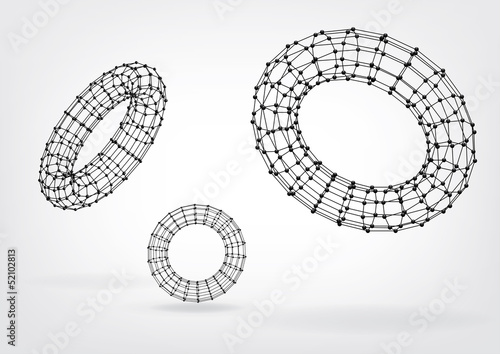 Composition of wireframe elements in the form of torus