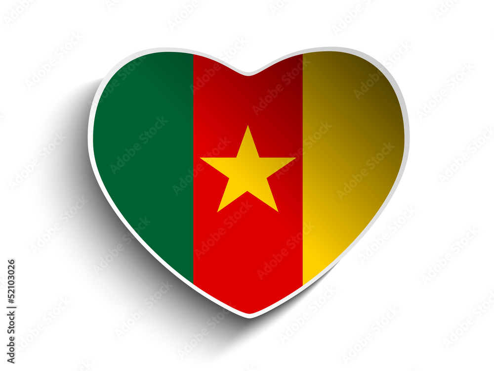 Cameroon Flag Heart Paper Sticker Cameroon Flag Heart Paper Sticker