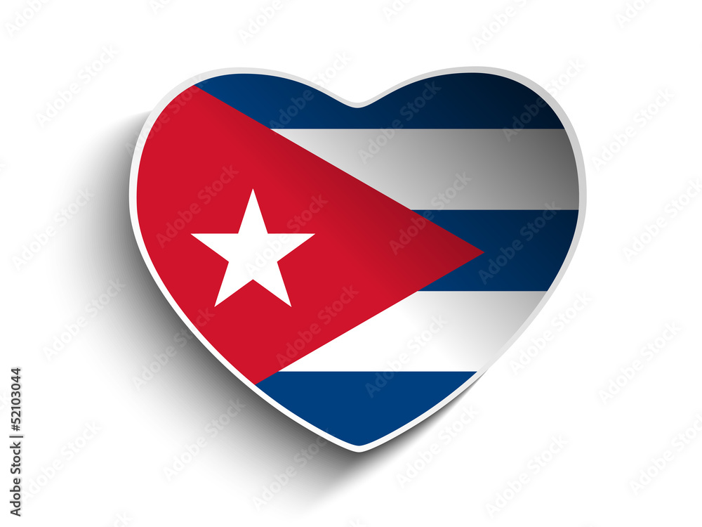 Cuba Flag Heart Paper Sticker Cuba Flag Heart Paper Sticker