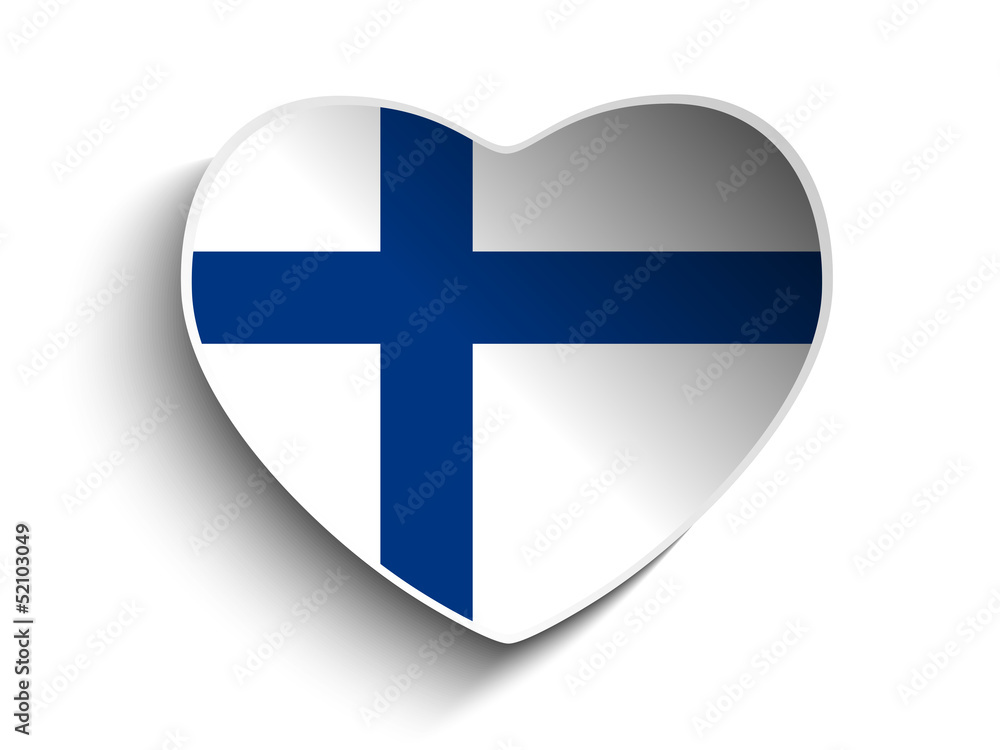 Obraz premium Finland Flag Heart Paper Sticker
