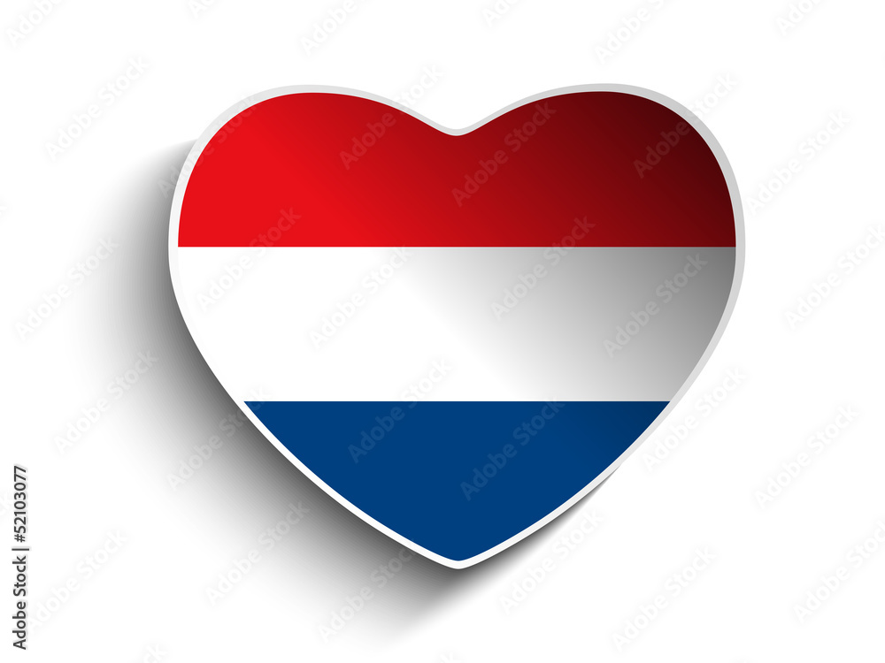 Fototapeta premium Netherlands Flag Heart Paper Sticker