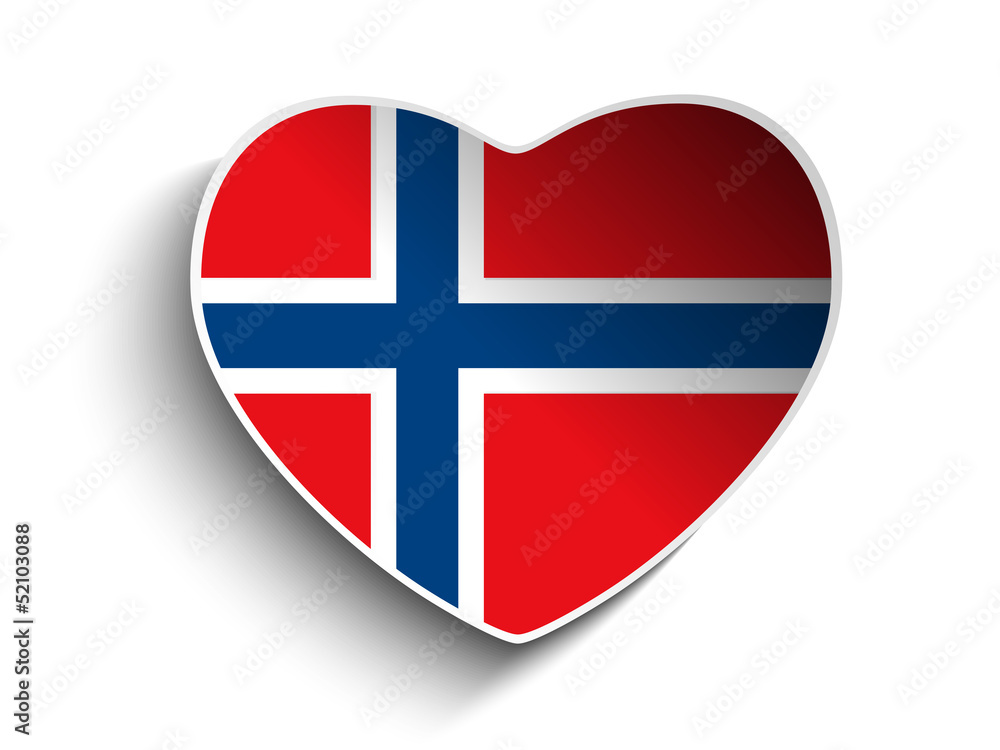 Fototapeta premium Norway Flag Heart Paper Sticker