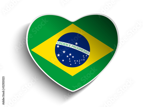 Free Download Brazil Flag Heart Paper Sticker - GFXLoad