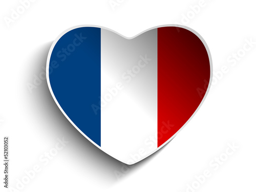 Free Download France Flag Heart Paper Sticker - GFXLoad