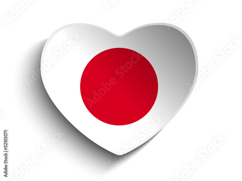 Japan Flag Heart Paper Sticker